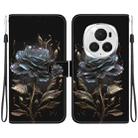 For Honor Magic6 Pro Crystal Texture Colored Drawing Leather Phone Case(Black Rose) - 1