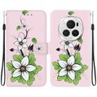 For Honor Magic6 Pro Crystal Texture Colored Drawing Leather Phone Case(Lily) - 1