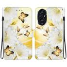 For Honor 200 Crystal Texture Colored Drawing Leather Phone Case(Gold Butterfly Epiphyllum) - 1