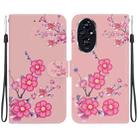 For Honor 200 Crystal Texture Colored Drawing Leather Phone Case(Cherry Blossoms) - 1