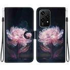 For Honor 200 Lite Global Crystal Texture Colored Drawing Leather Phone Case(Purple Peony) - 1