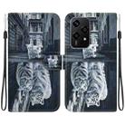 For Honor 200 Lite Global Crystal Texture Colored Drawing Leather Phone Case(Cat Tiger Reflection) - 1