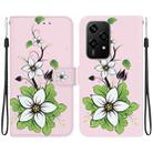 For Honor 200 Lite Global Crystal Texture Colored Drawing Leather Phone Case(Lily) - 1