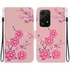 For Honor 200 Lite Global Crystal Texture Colored Drawing Leather Phone Case(Cherry Blossoms) - 1