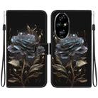 For Honor 200 Pro Crystal Texture Colored Drawing Leather Phone Case(Black Rose) - 1