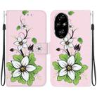 For Honor 200 Pro Crystal Texture Colored Drawing Leather Phone Case(Lily) - 1