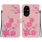 For Honor 200 Pro Crystal Texture Colored Drawing Leather Phone Case(Cherry Blossoms) - 1