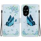 For Honor 200 Pro Crystal Texture Colored Drawing Leather Phone Case(Blue Pansies) - 1