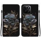 For Honor Play 60 Plus Crystal Texture Colored Drawing Leather Phone Case(Black Rose) - 1