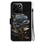 For Honor Play 60 Plus Crystal Texture Colored Drawing Leather Phone Case(Black Rose) - 3