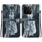 For Honor Play 60 Plus Crystal Texture Colored Drawing Leather Phone Case(Cat Tiger Reflection) - 1