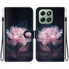 For Honor X6b Crystal Texture Colored Drawing Leather Phone Case(Purple Peony) - 1