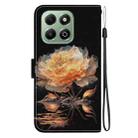 For Honor X6b Crystal Texture Colored Drawing Leather Phone Case(Gold Peony) - 3