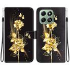 For Honor X6b Crystal Texture Colored Drawing Leather Phone Case(Gold Butterfly Rose) - 1