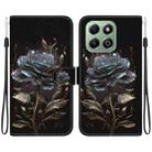 For Honor X6b Crystal Texture Colored Drawing Leather Phone Case(Black Rose) - 1