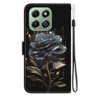 For Honor X6b Crystal Texture Colored Drawing Leather Phone Case(Black Rose) - 3