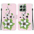 For Honor X6b Crystal Texture Colored Drawing Leather Phone Case(Lily) - 1