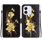 For Honor X60i Crystal Texture Colored Drawing Leather Phone Case(Gold Butterfly Rose) - 1