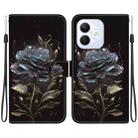 For Honor X60i Crystal Texture Colored Drawing Leather Phone Case(Black Rose) - 1