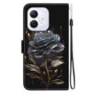 For Honor X60i Crystal Texture Colored Drawing Leather Phone Case(Black Rose) - 3