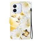 For Honor X60i Crystal Texture Colored Drawing Leather Phone Case(Gold Butterfly Epiphyllum) - 3