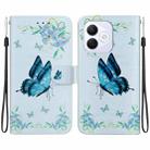 For Honor X60i Crystal Texture Colored Drawing Leather Phone Case(Blue Pansies) - 1