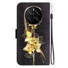 For Honor Magic7 Crystal Texture Colored Drawing Leather Phone Case(Gold Butterfly Rose) - 3