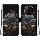 For Honor Magic7 Crystal Texture Colored Drawing Leather Phone Case(Black Rose) - 1