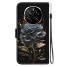 For Honor Magic7 Crystal Texture Colored Drawing Leather Phone Case(Black Rose) - 3