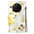 For Honor Magic7 Crystal Texture Colored Drawing Leather Phone Case(Gold Butterfly Epiphyllum) - 3