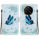 For Honor Magic7 Crystal Texture Colored Drawing Leather Phone Case(Blue Pansies) - 1