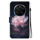 For Honor Magic7 Pro Crystal Texture Colored Drawing Leather Phone Case(Purple Peony) - 3