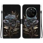 For Honor Magic7 Pro Crystal Texture Colored Drawing Leather Phone Case(Black Rose) - 1