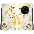 For Honor Magic7 Pro Crystal Texture Colored Drawing Leather Phone Case(Gold Butterfly Epiphyllum) - 1