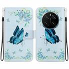 For Honor Magic7 Pro Crystal Texture Colored Drawing Leather Phone Case(Blue Pansies) - 1