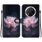 For Honor X9c Crystal Texture Colored Drawing Leather Phone Case(Purple Peony) - 1