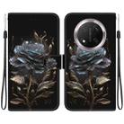 For Honor X9c Crystal Texture Colored Drawing Leather Phone Case(Black Rose) - 1