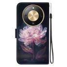 For Honor X70 5G Crystal Texture Colored Drawing Leather Phone Case(Purple Peony) - 3