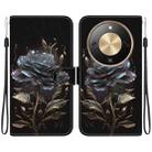 For Honor X70 5G Crystal Texture Colored Drawing Leather Phone Case(Black Rose) - 1