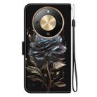 For Honor X70 5G Crystal Texture Colored Drawing Leather Phone Case(Black Rose) - 3
