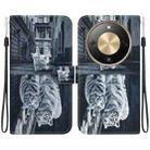 For Honor X70 5G Crystal Texture Colored Drawing Leather Phone Case(Cat Tiger Reflection) - 1