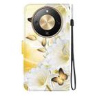 For Honor X70 5G Crystal Texture Colored Drawing Leather Phone Case(Gold Butterfly Epiphyllum) - 3