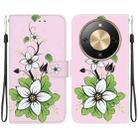 For Honor X70 5G Crystal Texture Colored Drawing Leather Phone Case(Lily) - 1