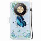 For Honor X70 5G Crystal Texture Colored Drawing Leather Phone Case(Blue Pansies) - 3