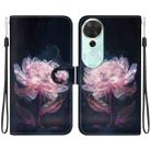 For Honor Play 70 Plus Crystal Texture Colored Drawing Leather Phone Case(Purple Peony) - 1