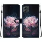 For Infinix Hot 11 2022 Crystal Texture Colored Drawing Leather Phone Case(Purple Peony) - 1