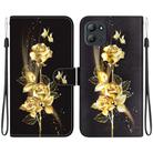 For Infinix Hot 11 2022 Crystal Texture Colored Drawing Leather Phone Case(Gold Butterfly Rose) - 1