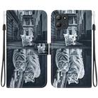 For Infinix Hot 11 2022 Crystal Texture Colored Drawing Leather Phone Case(Cat Tiger Reflection) - 1