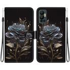 For Infinix Hot 12 Crystal Texture Colored Drawing Leather Phone Case(Black Rose) - 1