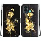 For Infinix Hot 12 Play Crystal Texture Colored Drawing Leather Phone Case(Gold Butterfly Rose) - 1